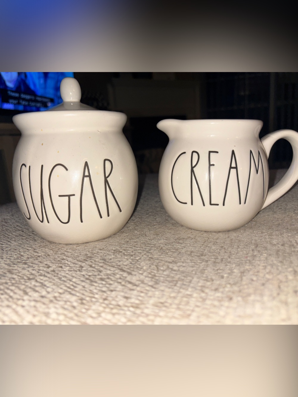 Rae Dunn Cream and Sugar Ceramic Set - White